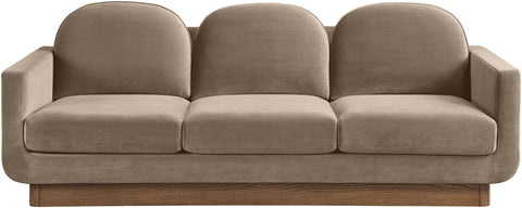 Harlow 89" Taupe Velvet Performance Fabric Upholstered Sofa, 1 Piece