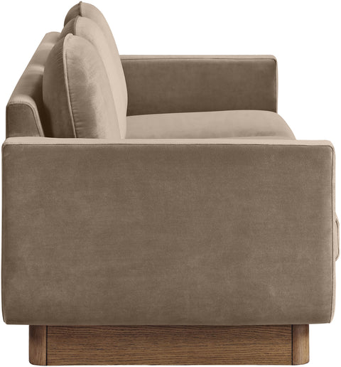 Harlow 89" Taupe Velvet Performance Fabric Upholstered Sofa, 1 Piece