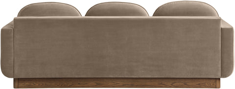 Harlow 89" Taupe Velvet Performance Fabric Upholstered Sofa, 1 Piece