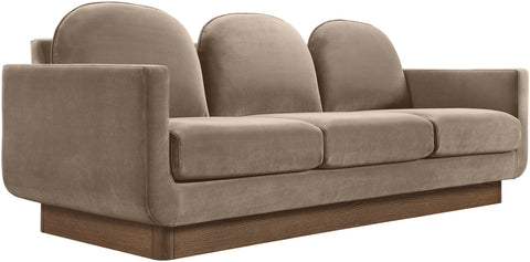 Harlow 89" Taupe Velvet Performance Fabric Upholstered Sofa, 1 Piece