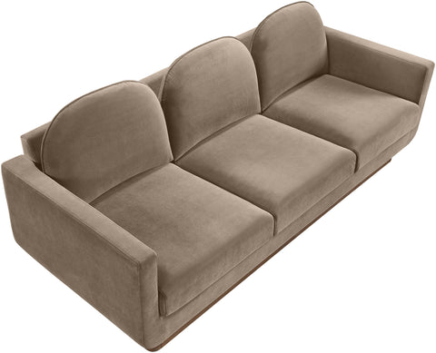 Harlow 89" Taupe Velvet Performance Fabric Upholstered Sofa, 1 Piece