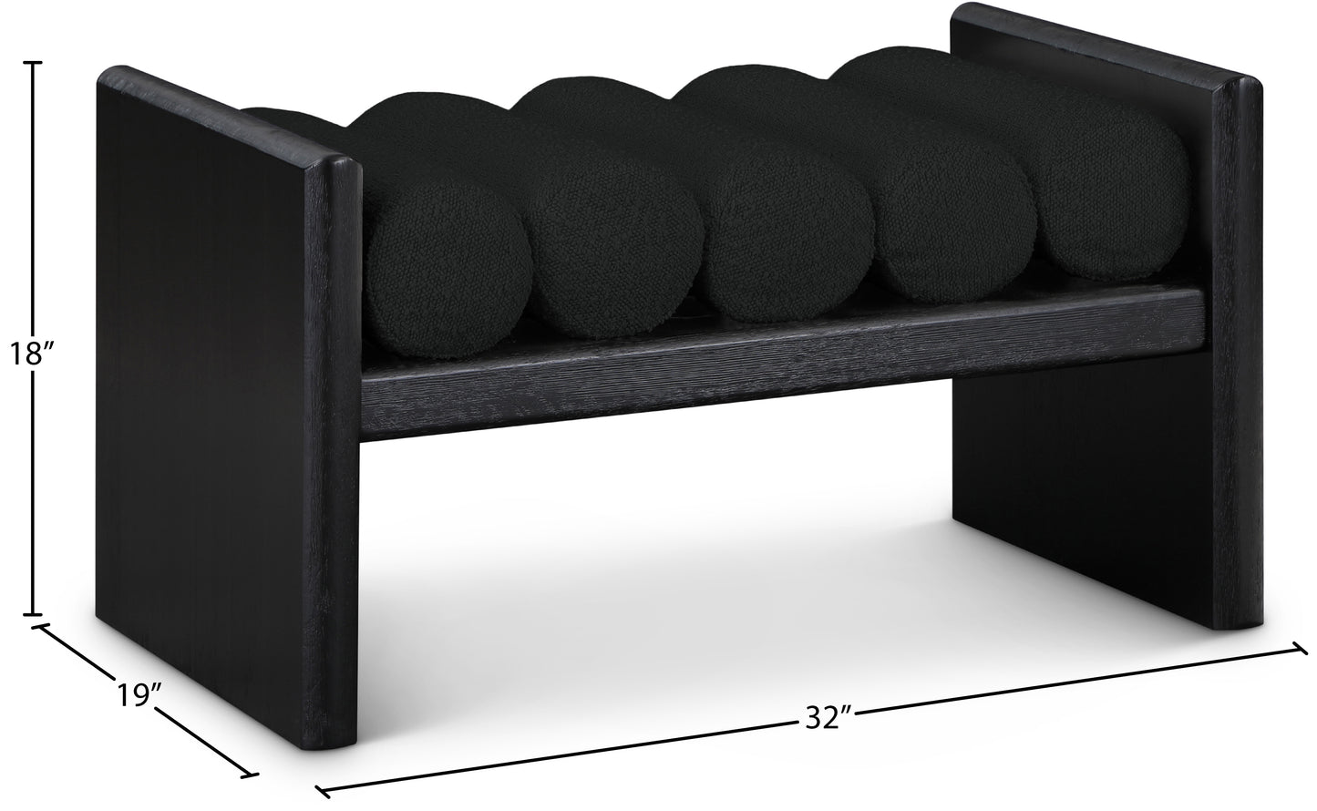 enzo black boucle fabric bench black