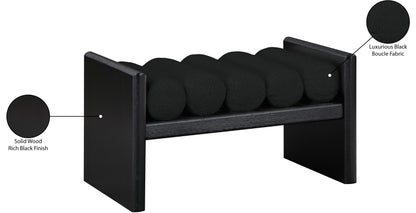 Enzo Black Boucle Fabric Bench Black