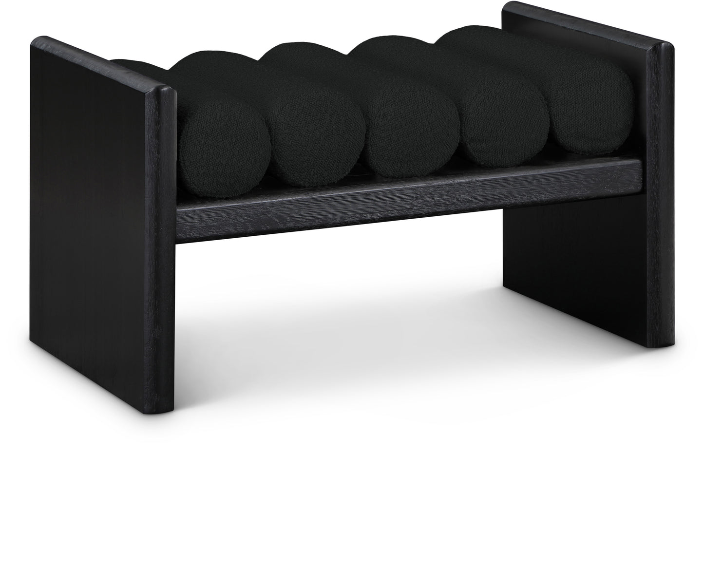 adam black boucle fabric bench