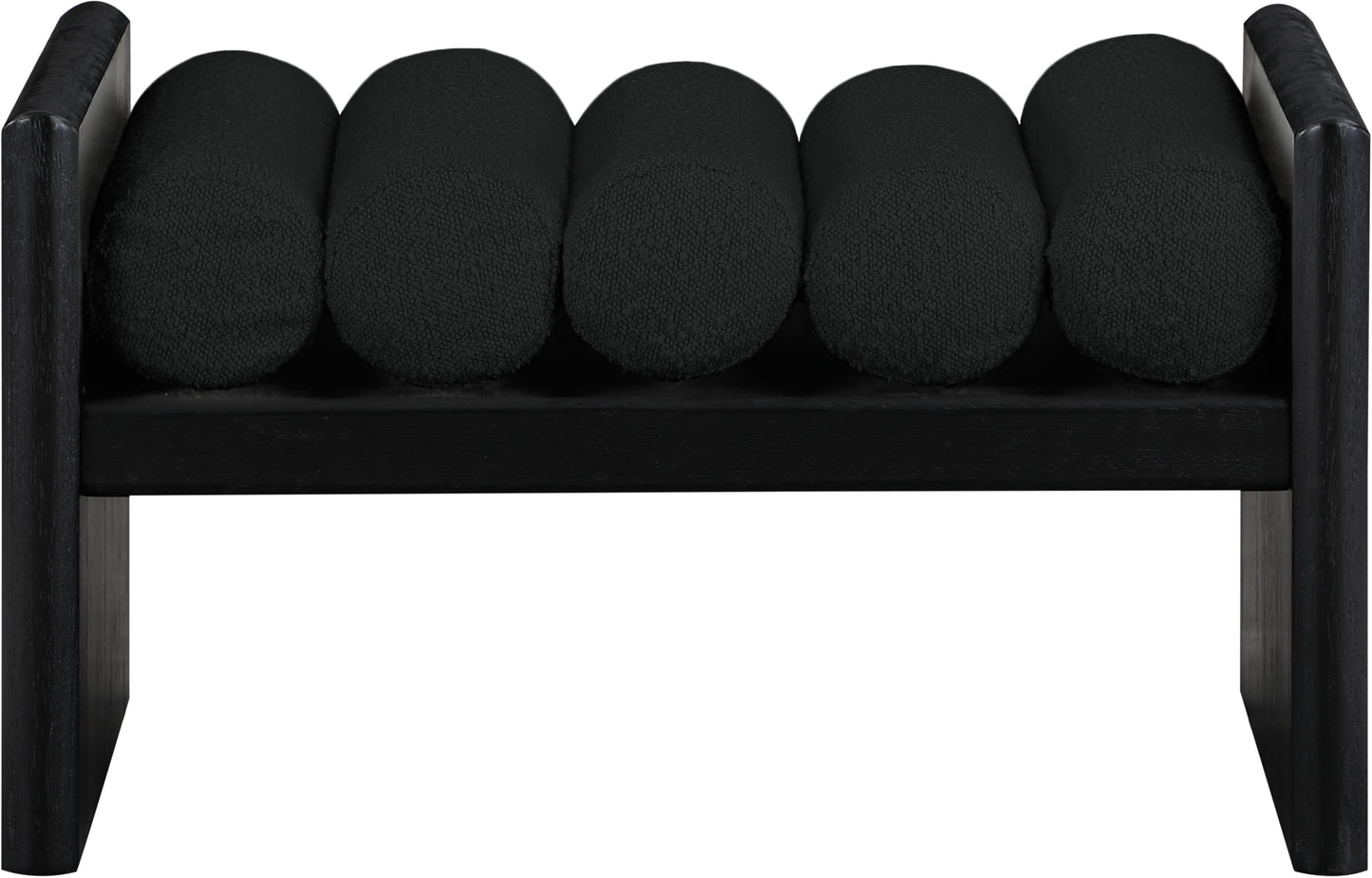 adam black boucle fabric bench