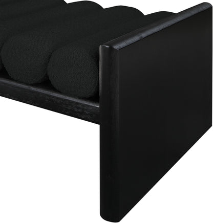 Enzo Black Boucle Fabric Bench Black