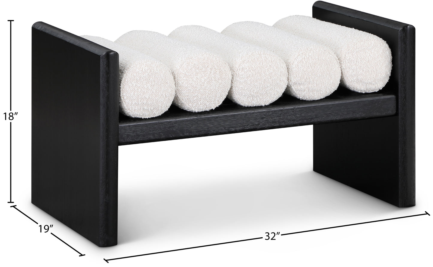 enzo cream boucle fabric bench cream