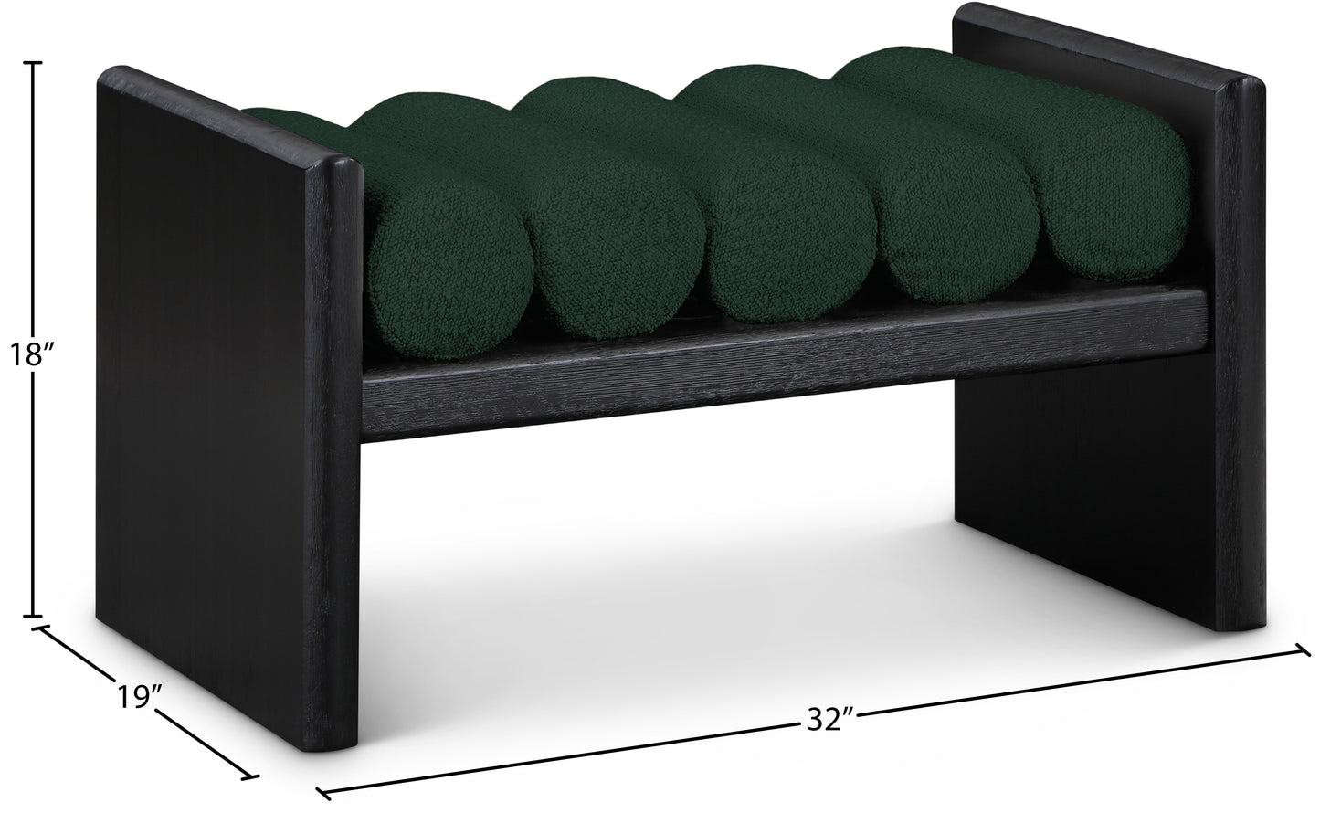 enzo green boucle fabric bench green