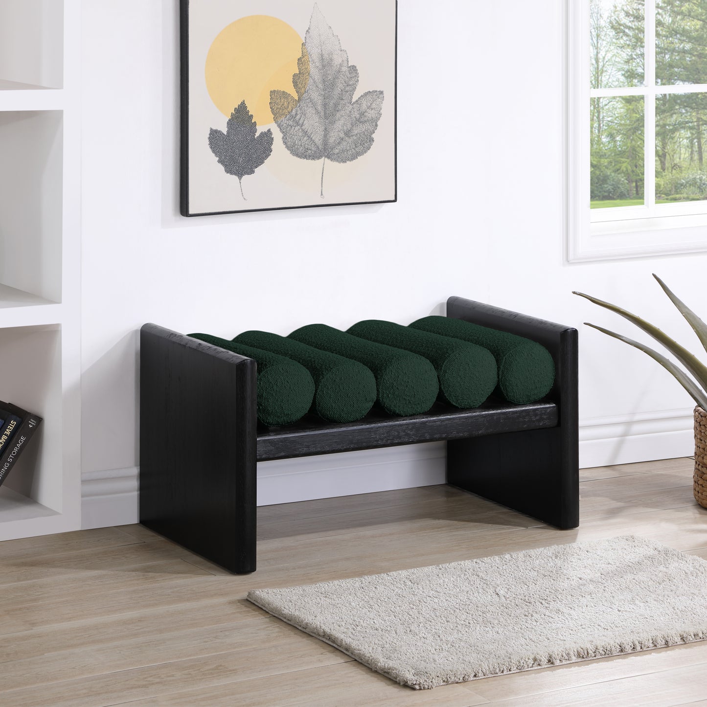 adam green boucle fabric bench