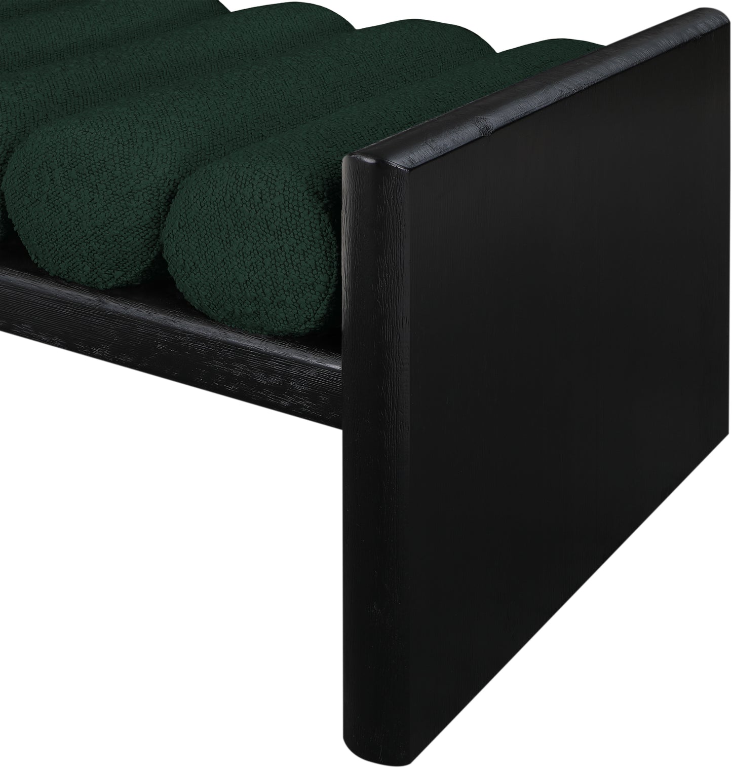 enzo green boucle fabric bench green