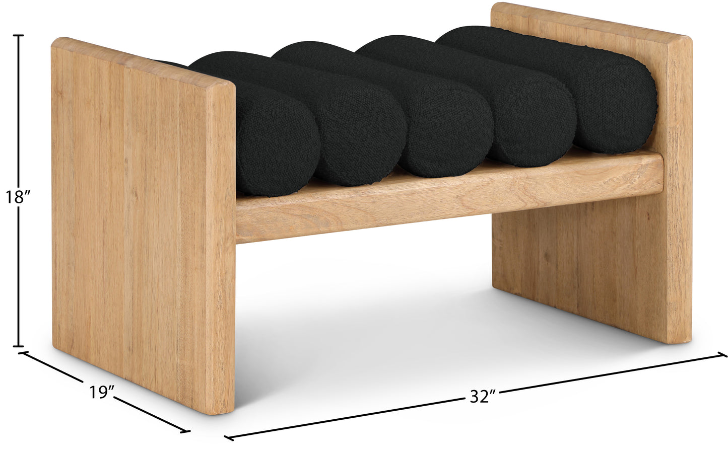 enzo black boucle fabric bench black