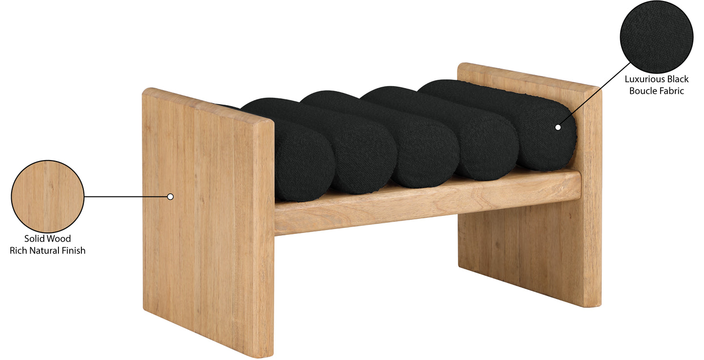 enzo black boucle fabric bench black