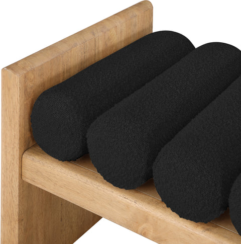 Enzo Black Boucle Fabric Bench Black