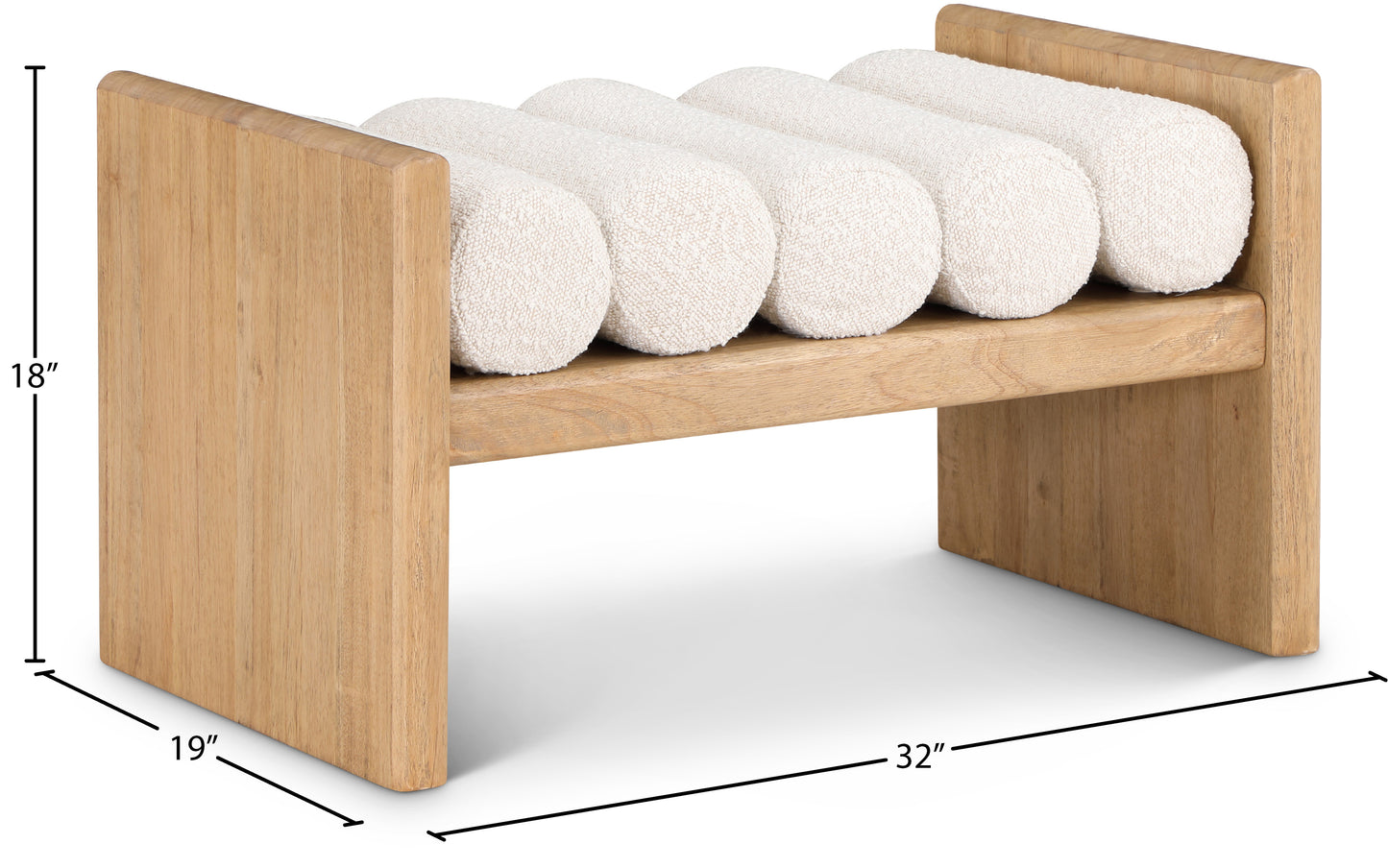 enzo cream boucle fabric bench cream