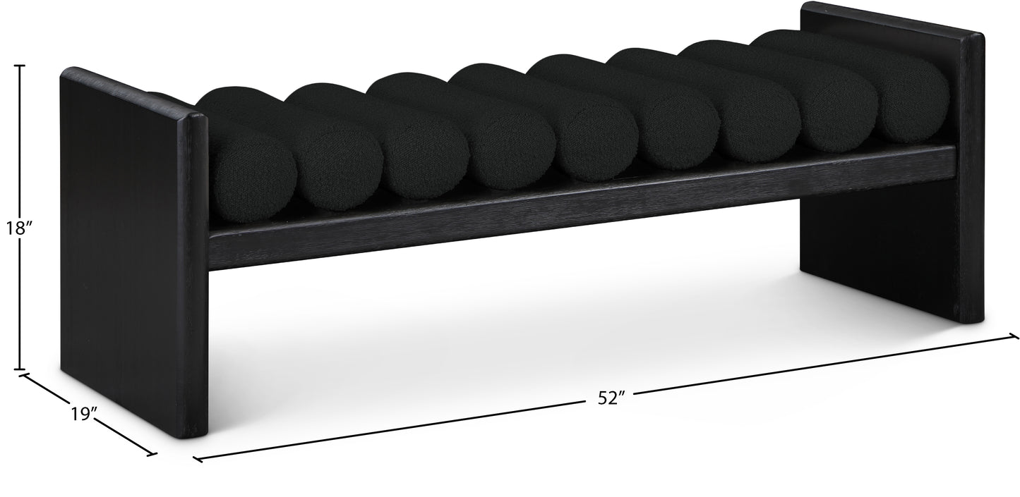 enzo black boucle fabric bench black