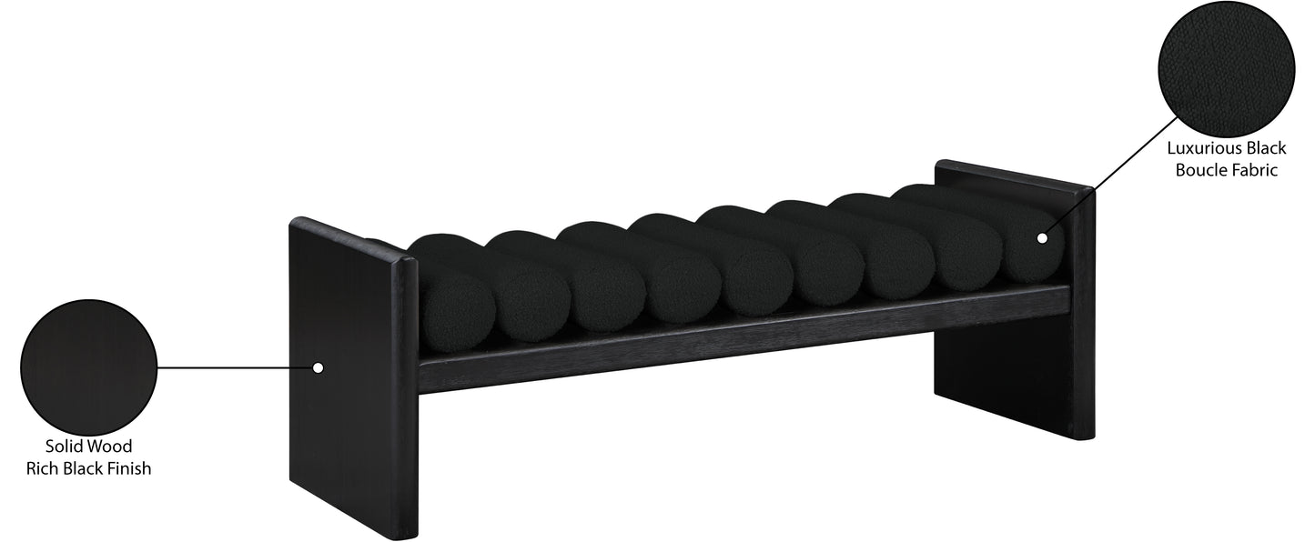 enzo black boucle fabric bench black