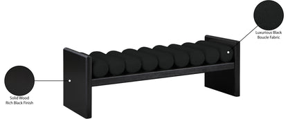 Enzo Black Boucle Fabric Bench Black