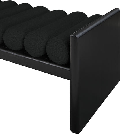 Enzo Black Boucle Fabric Bench Black