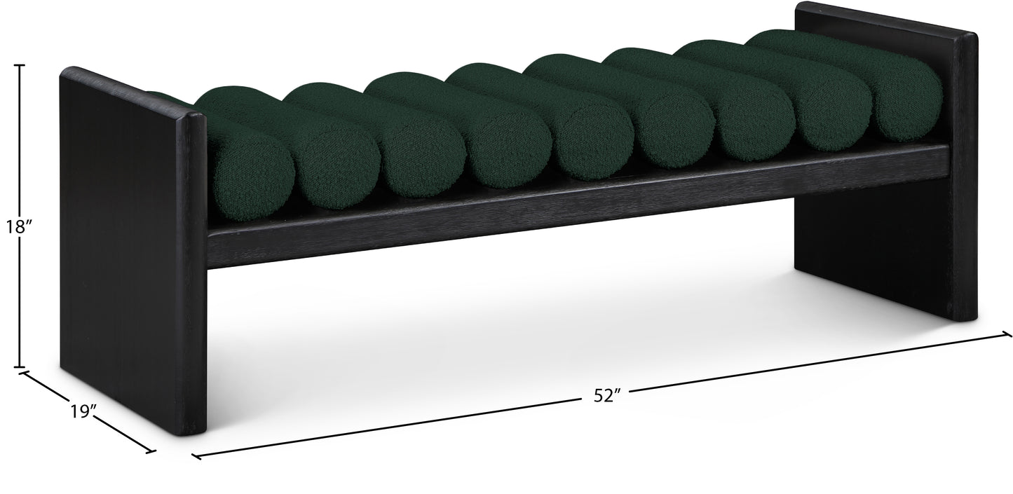 enzo green boucle fabric bench green