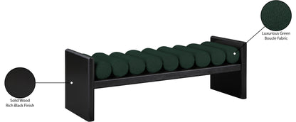 Enzo Green Boucle Fabric Bench Green