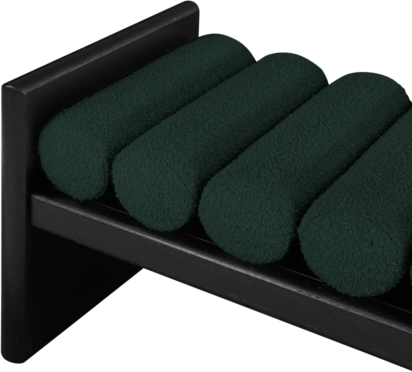 enzo green boucle fabric bench green