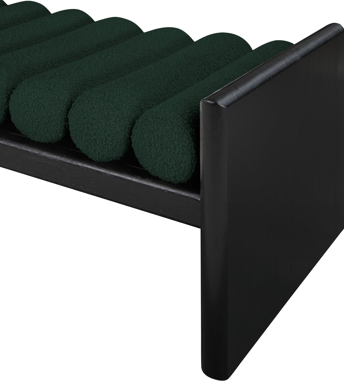 enzo green boucle fabric bench green