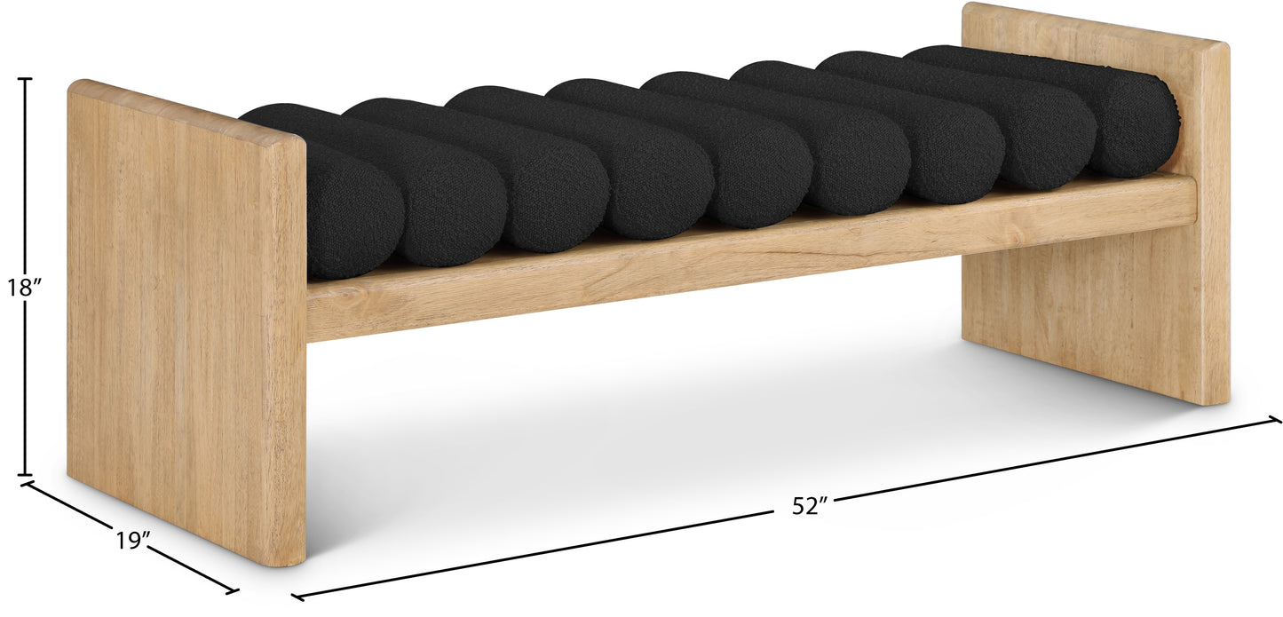 enzo black boucle fabric bench black