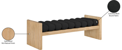 Enzo Black Boucle Fabric Bench Black