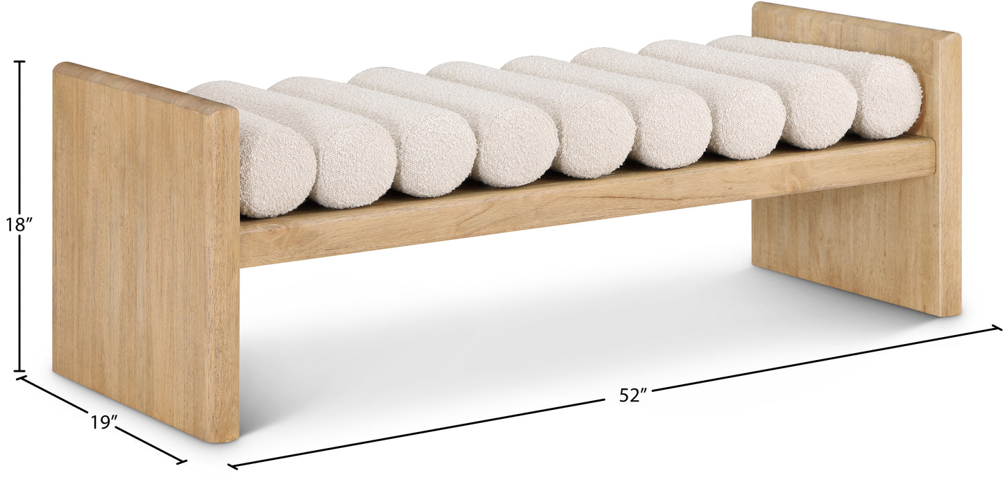 enzo cream boucle fabric bench cream