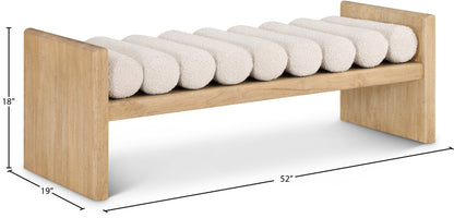 Enzo Cream Boucle Fabric Bench Cream