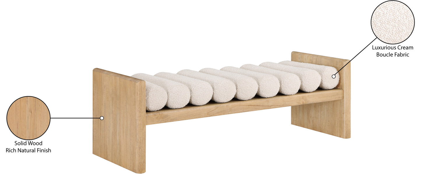 enzo cream boucle fabric bench cream