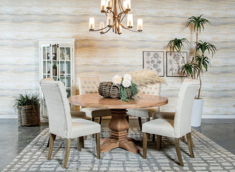 Maisel 7-piece Round Dining Table Set Rustic Honey