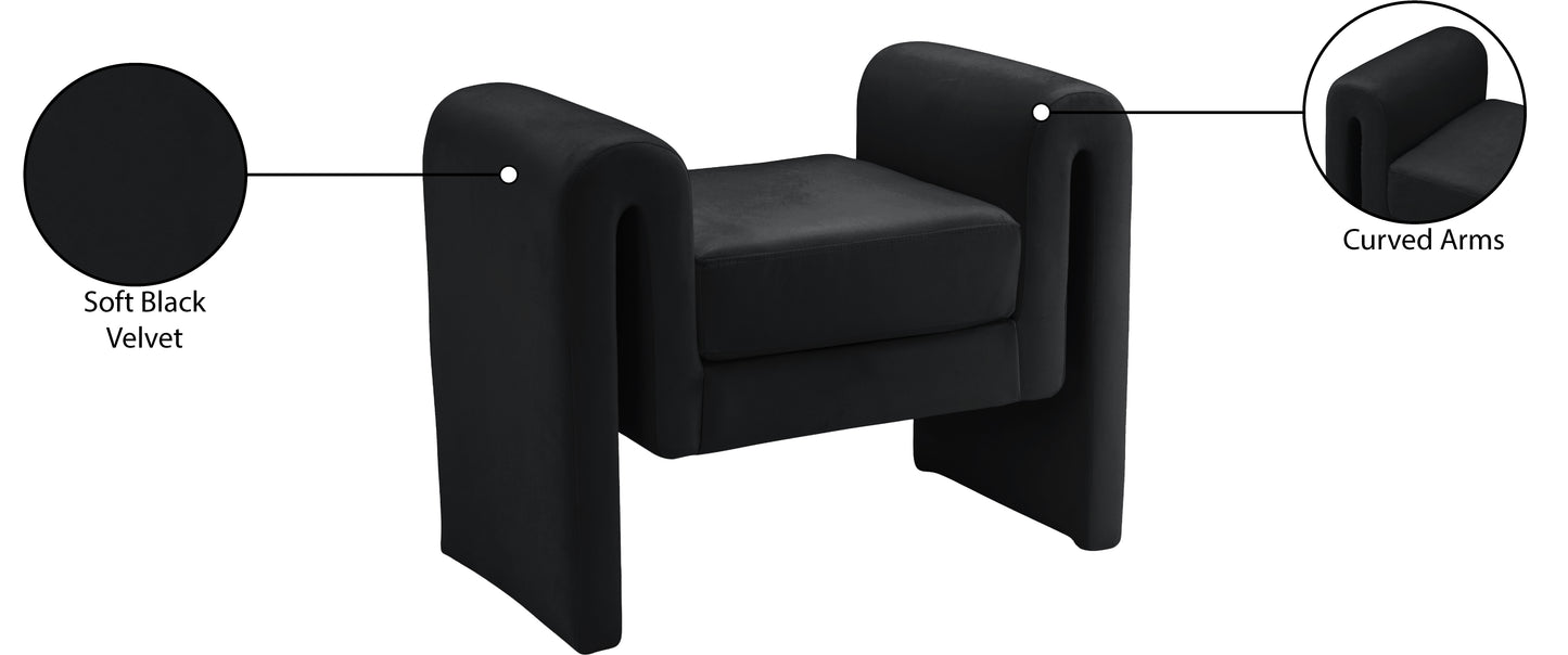 vaughn black velvet bench