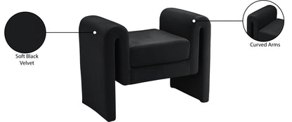 Vaughn Black Velvet Bench