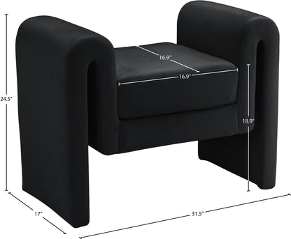 Vaughn Black Velvet Bench