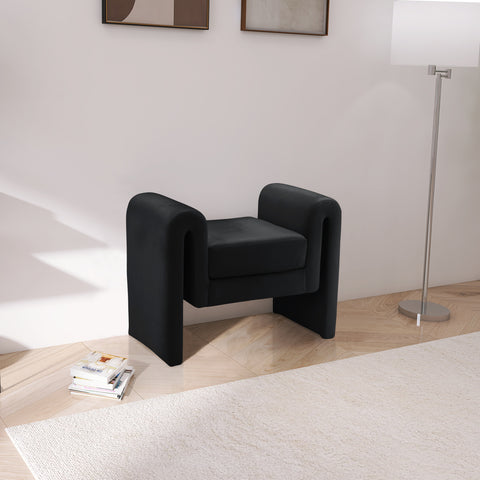 Vaughn Black Velvet Bench