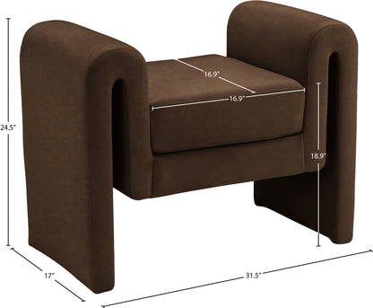 Encore Brown Velvet Bench Brown