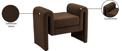 Encore Brown Velvet Bench Brown