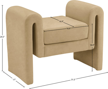 Encore Camel Velvet Bench Camel