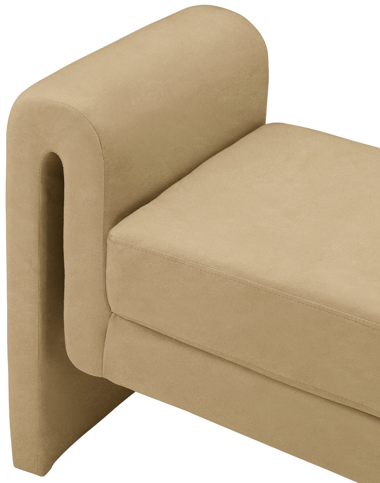 vaughn camel velvet bench