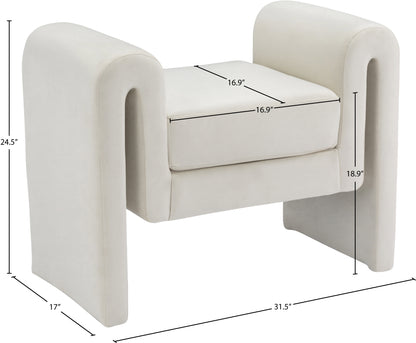 Vaughn Cream Velvet Bench