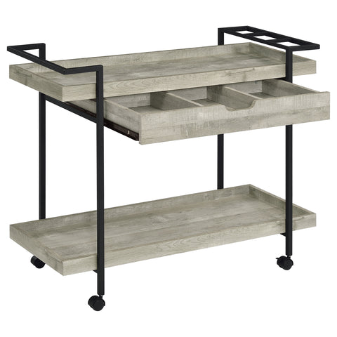 Liana 1-drawer Engineered Wood Bar Cart Grey DriftwoodGrey Driftwood