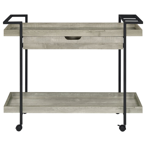 Liana 1-drawer Engineered Wood Bar Cart Grey DriftwoodGrey Driftwood