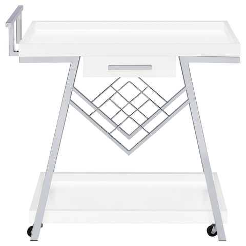 Mesa 1-drawer Engineered Wood Bar Cart White High GlossWhite High Gloss