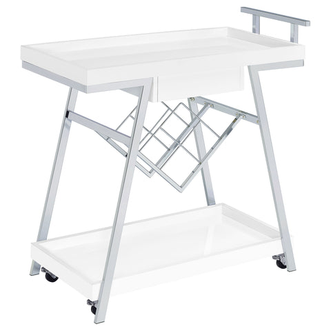Mesa 1-drawer Engineered Wood Bar Cart White High GlossWhite High Gloss