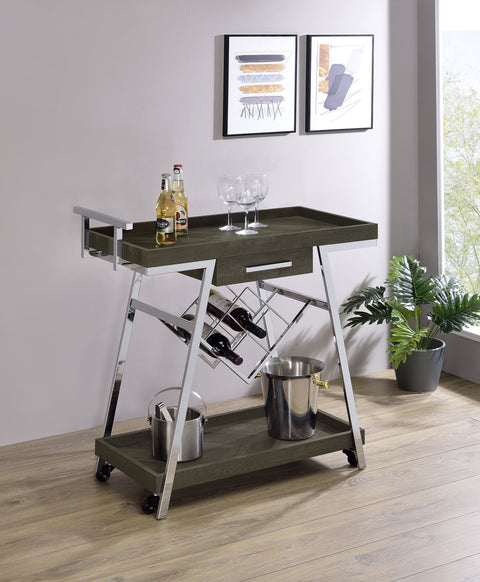 Mesa 1-drawer Engineered Wood Bar Cart Rustic GreyRustic Grey