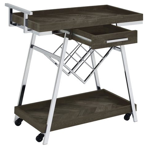 Mesa 1-drawer Engineered Wood Bar Cart Rustic GreyRustic Grey