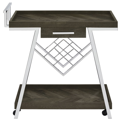 Mesa 1-drawer Engineered Wood Bar Cart Rustic GreyRustic Grey