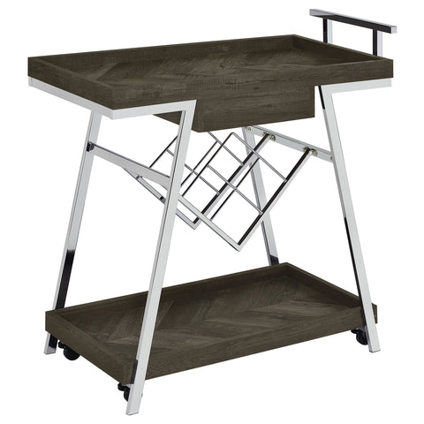Mesa 1-drawer Engineered Wood Bar Cart Rustic GreyRustic Grey