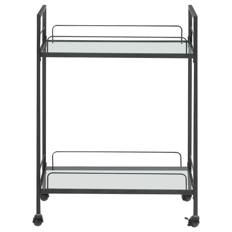Kirra 2-tier Rectangular Glass Shelf Metal Bar Cart BlackBlack